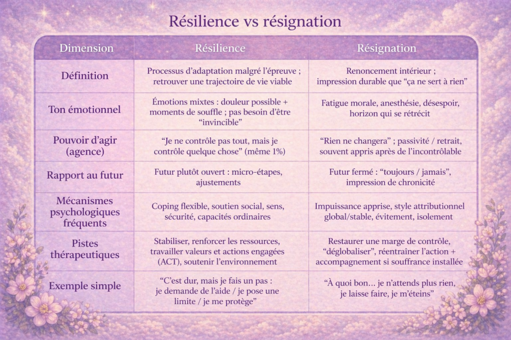 Résilience vs résignation