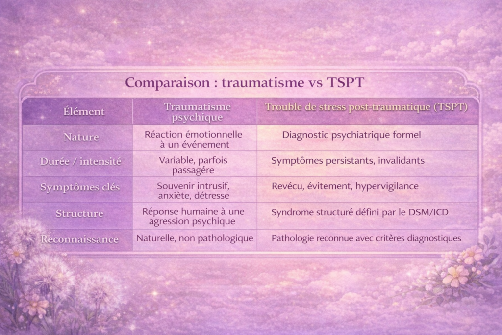Traumatisme et TSPT : deux réalités différentes
