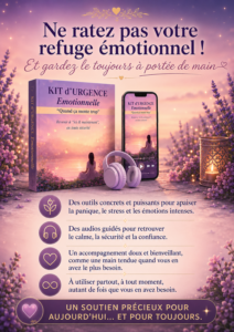 Le Kit d’urgence émotionnelle vous accompagne avec des outils concrets pour apaiser le stress, la panique et les émotions intenses