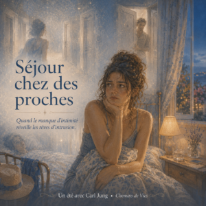 Première vignette : Une femme part quelques jours chez des proches